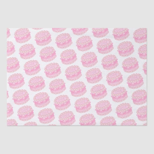 ピンクの手書きお誕生日ケーキ編集可能な年 薄葉紙 (正面)