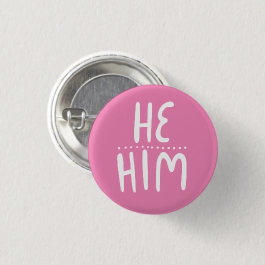 ピンクの手書きボタンを発音ミニマルする 缶バッジ (正面&裏面)