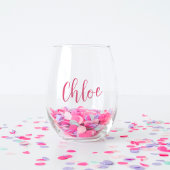 ピンクの手書き名前 バチェロレッテ・パーティー ウェディングパーティー ステムなしワイングラス