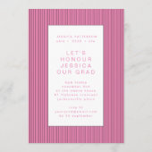 ピンクの手書き大学院編集可能な卒業 案内状 (裏面)