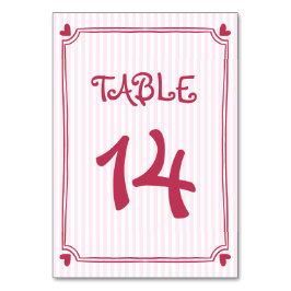 ピンクの手書き落書きドストライプゥル結婚ズ テーブルナンバー