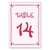 ピンクの手書き落書きドストライプゥル結婚ズ テーブルナンバー (裏面)