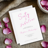 ピンクの手書き風フォントで華やかに「Sixty & Fabulous」60歳の誕生日パーティー 招待状