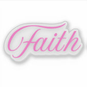 ピンクの手書き「信仰」 シール (正面)