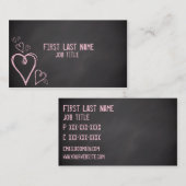 ピンクの手紙のハートの黒板のカスタムな名刺 名刺 (正面/裏面)