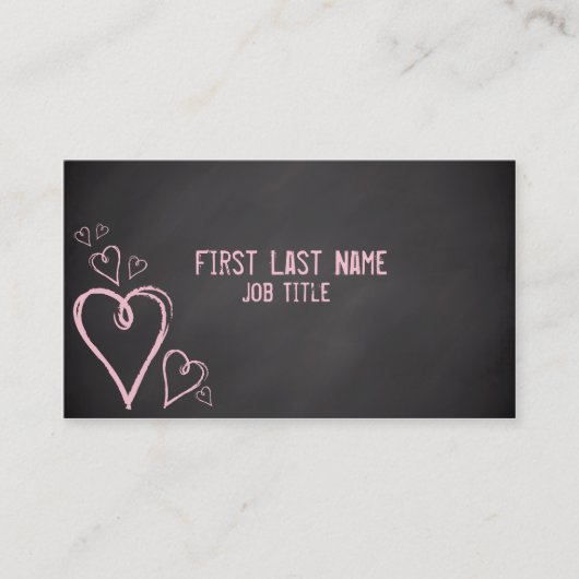 ピンクの手紙のハートの黒板のカスタムな名刺 名刺 (正面)