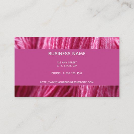 ピンクの手紡績糸 名刺 (裏面)