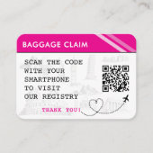 ピンクの手荷物預りブライダルシャワー簿 エンクロージャーカード (正面)