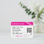 ピンクの手荷物預りブライダルシャワー簿 エンクロージャーカード (スタンド正面)