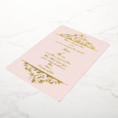 ピンクの折り紙を使用した上質な結婚式の招待状 箔招待状 (回転した状態)