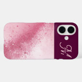 ピンクの抽象大理石のスパークルダスト 女性らしさ満開 Case-Mate iPhoneケース (裏面 (横))