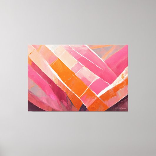 ピンクの抽象画アート キャンバスプリント (正面)