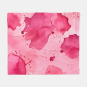 ピンクの抽象画 フリースブランケット (正面(横))