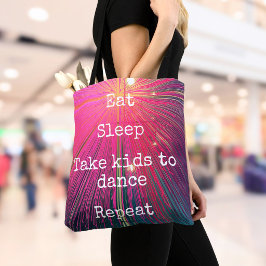 ピンクの抽象的なデザイン Eat Sleep Take Kids To Dance Repeat トートバッグ