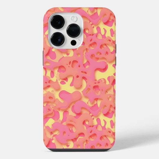 ピンクの抽象的な有機パターン iPhoneケース (裏面)