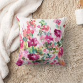 ピンクの抽象的な水彩画の花の背景 クッション (ブランケット)