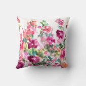 ピンクの抽象的な水彩画の花の背景 クッション (裏面)