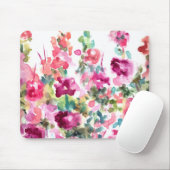 ピンクの抽象的な水彩画の花の背景 マウスパッド (マウス)