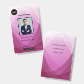 ピンクの抽象的な社員写真識別ID バッジ (正面&裏面)