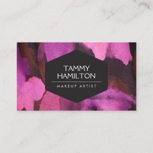 ピンクの抽象的な花パターンメーキャップアーティスト 名刺