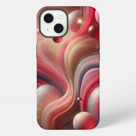 ピンクの抽象的なiPhoneケース iPhoneケース (裏面)