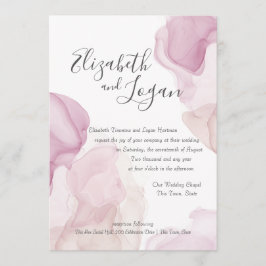 ピンクの抽象芸術の水色のモーショ結婚ンベリー 招待状