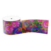 ピンクの抽象芸術の絵画水色 グログランリボン (リール)