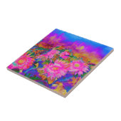 ピンクの抽象芸術の絵画水色 タイル (側面)