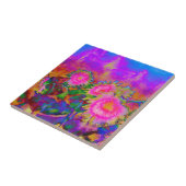 ピンクの抽象芸術の絵画水色 タイル (側面)