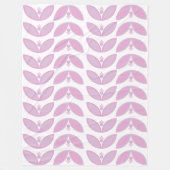 ピンクの抽象芸術の花模様(白) フリースブランケット (正面)