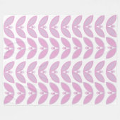 ピンクの抽象芸術の花模様(白) フリースブランケット (正面(横))