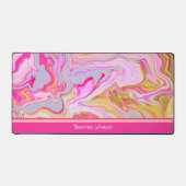 ピンクの抽象芸術よくはしゃぐ大理石デザイン名 デスクマット (正面)