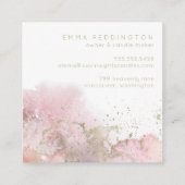 ピンクの抽象芸術アートと金ゴールドアクセント スクエア名刺 (裏面)