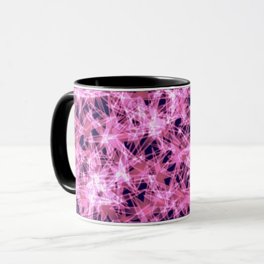 ピンクの抽象芸術アートマグ マグカップ (正面左)