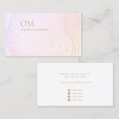 ピンクの抽象芸術グラデーション水色(金ゴールドアクセント付) 名刺 (正面/裏面)