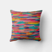 ピンクの抽象芸術ストライプ クッション (裏面)