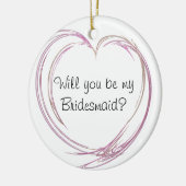ピンクの抽象芸術ハートは私の花嫁になる セラミックオーナメント (左)