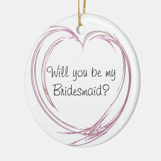 ピンクの抽象芸術ハートは私の花嫁になる セラミックオーナメント (左)