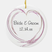ピンクの抽象芸術ハートは私の花嫁になる セラミックオーナメント (裏面)