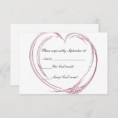 ピンクの抽象芸術ハート結婚式RSVP応答カード エンクロージャーカード (正面/裏面)