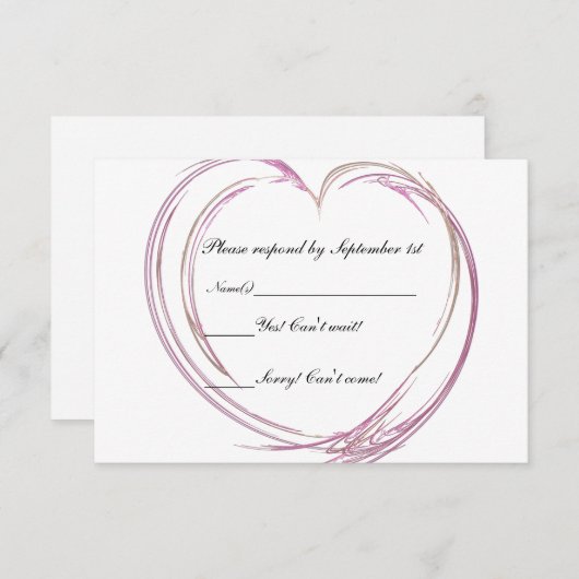 ピンクの抽象芸術ハート結婚式RSVP応答カード エンクロージャーカード (正面/裏面)
