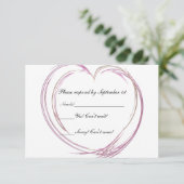 ピンクの抽象芸術ハート結婚式RSVP応答カード エンクロージャーカード (スタンド正面)