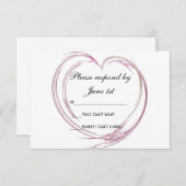 ピンクの抽象芸術ハート結婚式RSVP応答カード 出欠カード (正面/裏面)