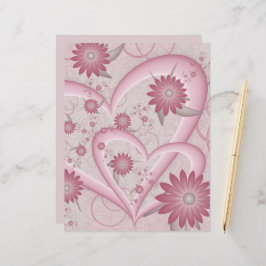 ピンクの抽象芸術ハート&フラワーフラワーフラクタルアートを愛