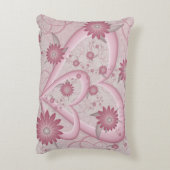 ピンクの抽象芸術ハート&フラワーフラワーフラクタルアートを愛 アクセントクッション (裏面(縦))