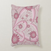 ピンクの抽象芸術ハート&フラワーフラワーフラクタルアートを愛 アクセントクッション (正面(垂直))
