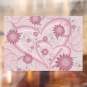 ピンクの抽象芸術ハート&フラワーフラワーフラクタルアートを愛 ウィンドウサイン (シート2)