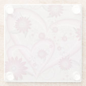 ピンクの抽象芸術ハート&フラワーフラワーフラクタルアートを愛 ガラスコースター (裏面)