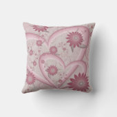 ピンクの抽象芸術ハート&フラワーフラワーフラクタルアートを愛 クッション (裏面)
