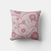 ピンクの抽象芸術ハート&フラワーフラワーフラクタルアートを愛 クッション (正面)